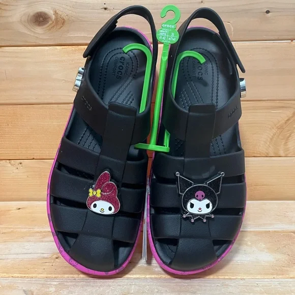 Hello Kitty Kuromi My Melody Stomp Sandals Crocs - Black / Pink - Picture 9 of 13